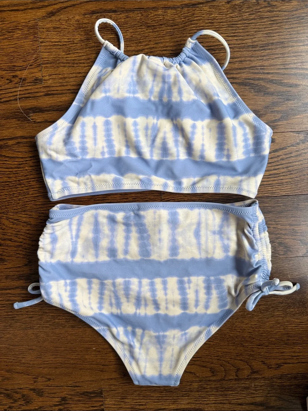 Crewcuts Girls' Light Blue & Cream Tie-Dye Two-Piece Swim Set